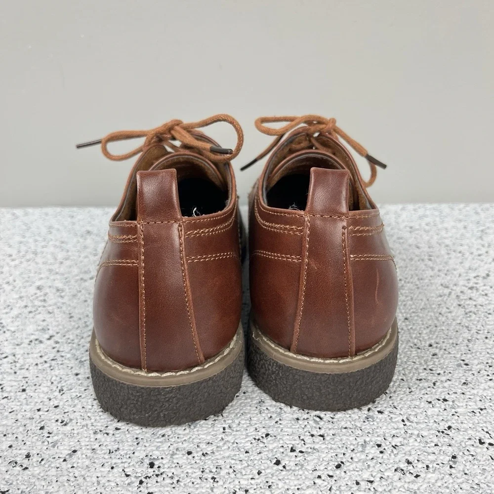 Deer Stags Zander‎ Boys 5M Brown Faux Leather Oxford Dress Shoes Memory Foam